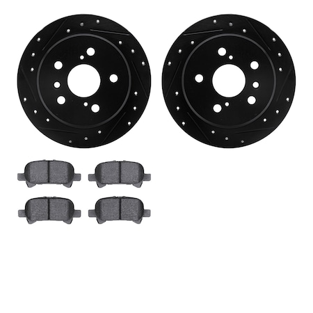 8302-76126, Rotors-Drilled And Slotted-Black With 3000 Series Ceramic Brake Pads, Zinc Coated